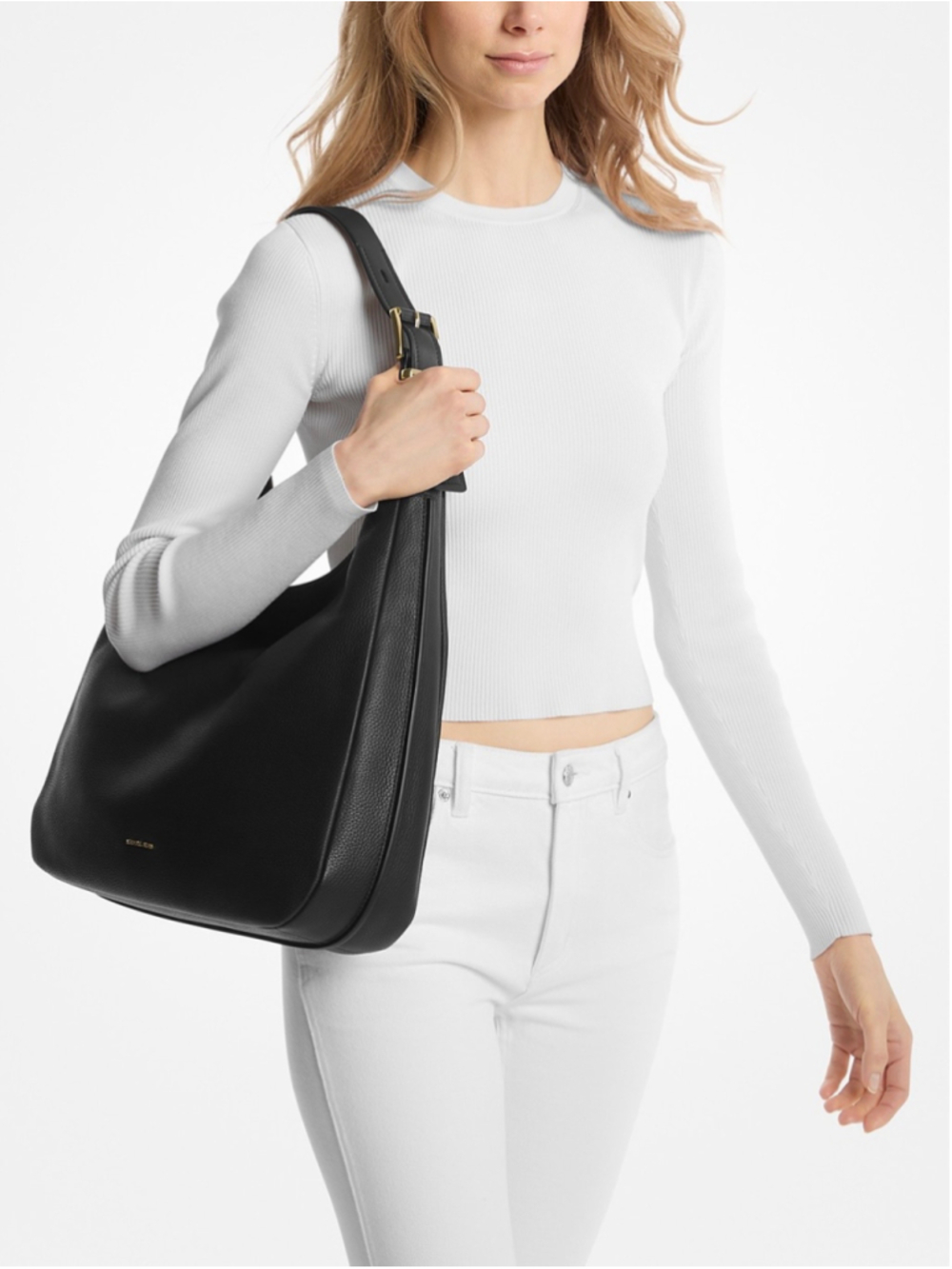 Women's MICHAEL KORS Black Nolita Large Hobo Shoulder Bag Black SKU771 - Picture 2 of 8